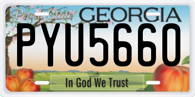 GA license plate PYU5660