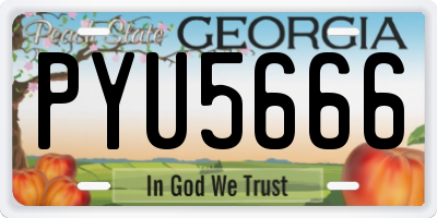 GA license plate PYU5666
