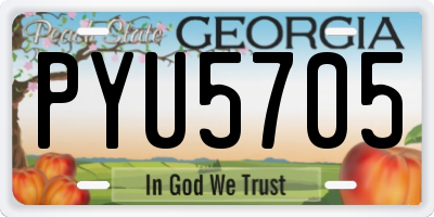 GA license plate PYU5705