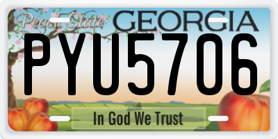 GA license plate PYU5706