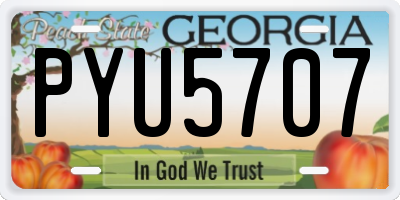 GA license plate PYU5707