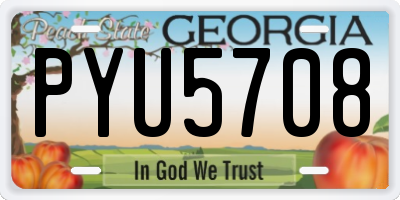 GA license plate PYU5708