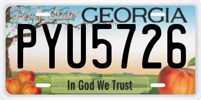 GA license plate PYU5726