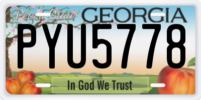 GA license plate PYU5778