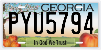 GA license plate PYU5794