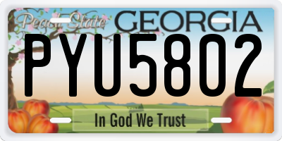 GA license plate PYU5802