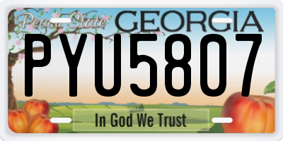 GA license plate PYU5807