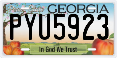 GA license plate PYU5923