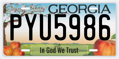 GA license plate PYU5986