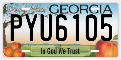 GA license plate PYU6105