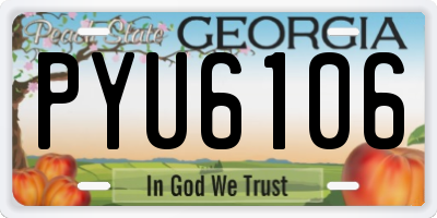 GA license plate PYU6106