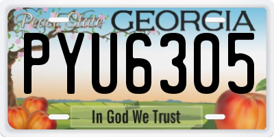 GA license plate PYU6305