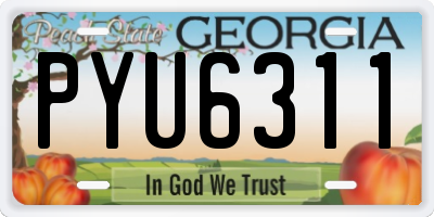GA license plate PYU6311