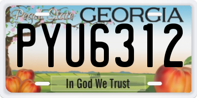 GA license plate PYU6312