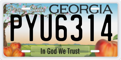 GA license plate PYU6314