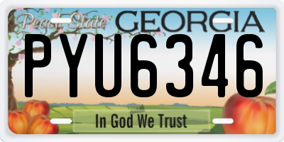 GA license plate PYU6346