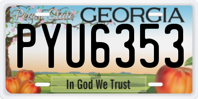 GA license plate PYU6353