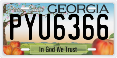 GA license plate PYU6366