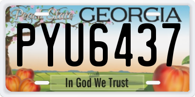GA license plate PYU6437