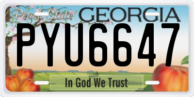 GA license plate PYU6647