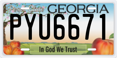 GA license plate PYU6671