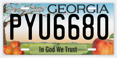 GA license plate PYU6680
