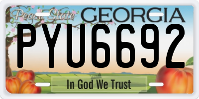 GA license plate PYU6692
