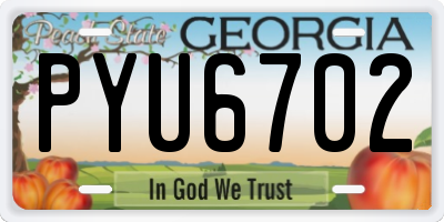 GA license plate PYU6702