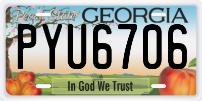 GA license plate PYU6706
