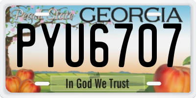 GA license plate PYU6707