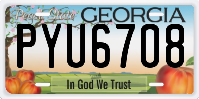 GA license plate PYU6708
