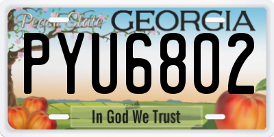 GA license plate PYU6802