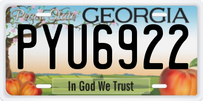 GA license plate PYU6922