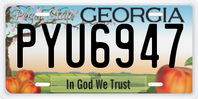 GA license plate PYU6947