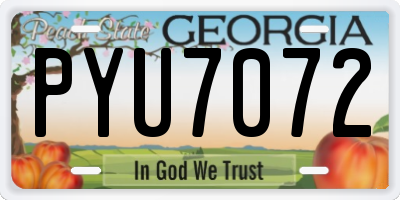 GA license plate PYU7072