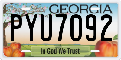 GA license plate PYU7092