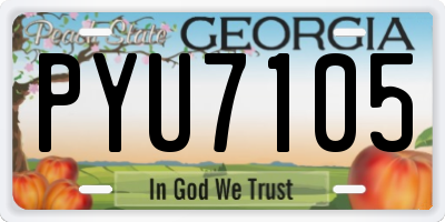 GA license plate PYU7105
