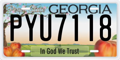 GA license plate PYU7118