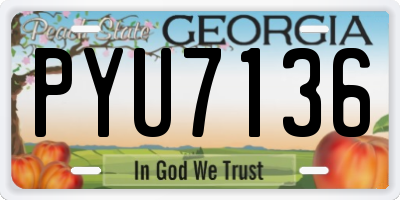 GA license plate PYU7136