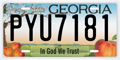 GA license plate PYU7181