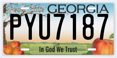 GA license plate PYU7187
