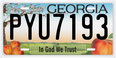 GA license plate PYU7193