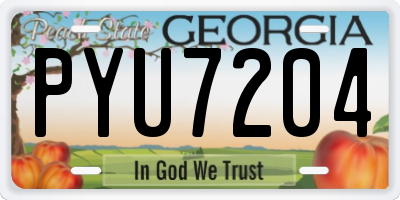 GA license plate PYU7204