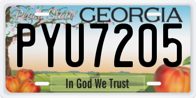 GA license plate PYU7205