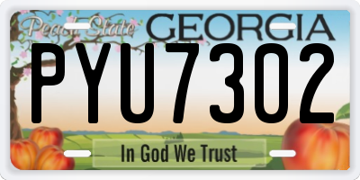 GA license plate PYU7302