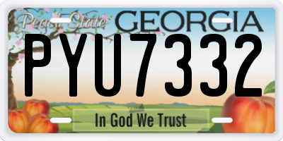 GA license plate PYU7332