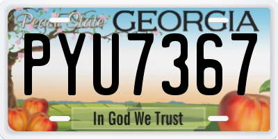 GA license plate PYU7367