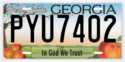 GA license plate PYU7402