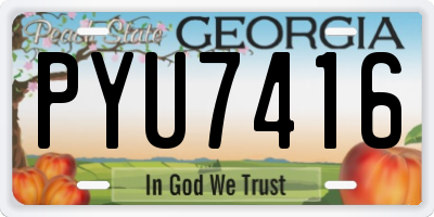 GA license plate PYU7416