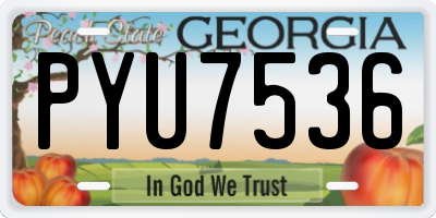 GA license plate PYU7536